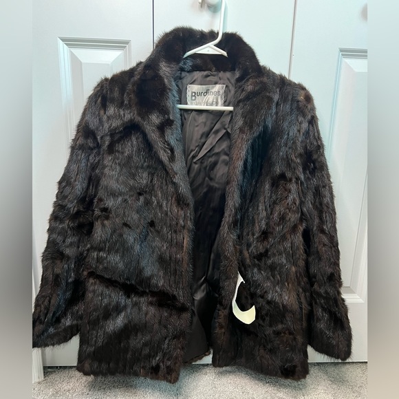 Vintage brown ribbed rank mink stroller fur coat - Picture 1 of 7